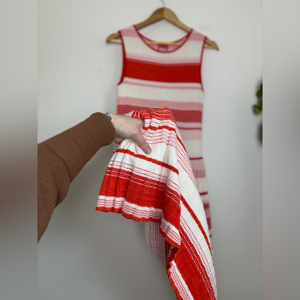 Kate Spade New York Striped Sleeveless Woven Knit Pleated Sweater Dress - Picture 7 of 8